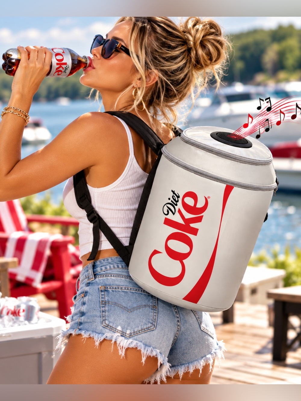 Diet Coke Insulated Backpack Cooler Speaker - NIB